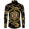 Chemises décontractées pour hommes Motif de lion d'or 3D Imprimer Hommes à manches longues Col rabattu Bouton Tops Mode Style baroque Streetwea219e