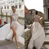 Julie Vino 2020 Robes De Mariée Bohême Sexy Fentes Hautes Dentelle Appliqued Robes De Mariée Plage Une Ligne Robe De Mariée Robe De Novia308h