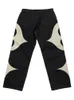 Pantaloni da uomo in pelle Pu Baggy Patchwork Jeans Uomo Thug Club Dritto Streetwear Autunno 2023 Oversize Pantaloni cargo unisex Uomo