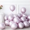 Décoration de fête 30pcs / Set 10inch Nouveau Brillant Rose Chaud Métal Perle Ballons En Latex Rose Or Épais Chrome Métallique Gonflable Ballons À Air Globos 230920