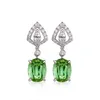 Dangle Oorbellen RUZZALLATI Vrouwen Zilveren Kleur Sieraden Dazzling Tourmaline Lab Emerald Drop Engagement Crystal