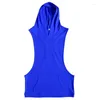 Tanktops voor heren Mode Spiergymkleding T-shirt T-shirt met capuchon Zomer Katoenen mouwloze effen kleur Training hardloopvest