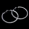 Hoop & Huggie Fashion Ladies 50mm Bridal Silver Color Crystal Diamante Rhinestone Round Earrings For Women Wedding Prom Accessorie2669