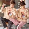 Mens Sleepwear Long Sleeve Couple Men And Women Matching Home Set Cotton Pjs Cartoon Prints Leisure Nightwear Pajamas For Spring