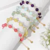 Bracelet en pierre d'angélite naturelle pour femmes, perles rondes, chaîne en calcédoine, bijoux féminins, fête d'amitié