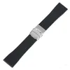 Bracelets de montre bracelet en silicone noir avec interrupteur oreille boucle de sécurité pliante 18 20 22 24MM pour barre de ressort à dégagement rapide Seilko