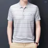 Men's Polos 2023 Summer Business Casual Fashionable And Comfortable Clothing Oversized Trend Striped Patchwork Pockets Polo Shirt