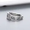 Кольца 2022 Роскошное дизайнерское кольцо Высококачественные винтажные кольца для мужчин Forever925 Серебряный крест с цветком Вечная пара Кольцо в стиле панк Модный подарок Регулируемый хороший хороший x092