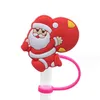 Couvercle de paille en silicone anti-poussière, couvercle de paille de dessin animé de noël, mignon, breloques de paille de fête, cadeau de décoration