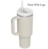 DHL 1: 1 con logotipo H2.0 Vasos de acero inoxidable de 40 oz Tazas con tapa de mango de silicona y paja Tazas de coche de gran capacidad Botella de agua con aislamiento al vacío 1208