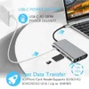 Estaciones de acoplamiento de concentrador USB tipo C 10 en 1 Tipo C a HDTV Adaptador VGA 4K RJ45 8 en 1 Lan Ethernet SD TF USB-C 3.0 Typec Conector de 3,5 mm Audio y video para MacBook Pro OTG