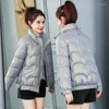 Casacos de trincheira femininos jaqueta de algodão estilo curto inverno versão coreana solto casaco puffer tz