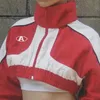 Giacche da donna Street Sport Color Blocking Colletto alla coreana Giacca ultracorta a maniche lunghe allentata per donna Stile autunno Motocicletta Top 230919