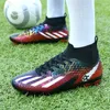 Защитная обувь, мужские футбольные бутсы с высоким верхом, мужские футбольные бутсы для уличного футбола FGTF, высококачественные нескользящие тренировочные кроссовки для мальчиков по мини-футболу на траве 230919