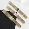 Wristwatches Large Dial Alloy Strap Generous Ladies Watch Women Watches Yellow Gold Rectangular Bracelet Set With Diamonds British