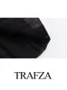 Tweedelige damesbroek TRAFZA-sets voor dames lente en zomer Effen V-hals A-lijn reversoverhemden met plooien Chique elegante broek 230920