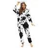 Women's Sleepwear Cows Pyjamas Stitch Warm Cartoon Animal Jumpsuit Nightwear Long Sleeve Black White Print Hood Rompers Onesie