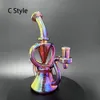 8 "Glass Bong Twin Chamber Rainbow Metallic Hookah Glass Bong Dabber Rig Recycler Incycler Pipes Water Bongs Joint Size 14mm For Smoking Shop Art Fashion