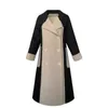 Women's Long Woolen Jacket Winter Temperament Contrast Hepburn Style Woolen Coat Girl