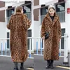 Women's Fur Faux Fur Faux Fur Coat Loose Suit Collar Leopard Print Long Jackett Women's Winter Clothing Promotion Free Shipping L230920
