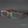 Acessórios de óculos óculos de sol sem aro de madeira prata 18k ouro metal presente óculos masculino e feminino quadro size56200v