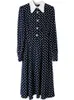 Basic Casual Dresses 100% Silk Spot Peter Pan Collar Rhinestone Buttons Dress UK8 16 UK Fashion 230920