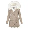 Dames dons warme dikke bovenkleding jassen herfst en winter plus kasjmier effen kleur kapjas parka's zak slanke femme