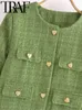 Kvinnors jackor traf tienda 2023 Autumn Solid Women Fashion Coat Single Breasted Casual Slim Pockets With O Neck Crop Top 230919