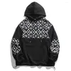 Hoodies masculinos 2023 homens vintage hoodie gráfico retalhos streetwear moletom harajuku oversized hip hop pulôver y2k preto branco solto