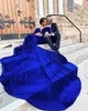 Evening Dresses Royal Blue Prom Party Gown Mermaid Trumpet Long Sleeve Velvet Custom Plus Size New Lace Up Zipper O-Neck Illusion