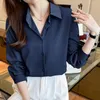 Kadın bluzları Yüksek kaliteli lüks kadın gömlek zarif ofis düğmesi Up uzun kollu gömlekler saten iş ol bayanlar üst