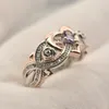 Anelli a grappolo Anello Princess con diamanti Rose Princess Zircone bicolore in oro europeo e americano a forma di cuore