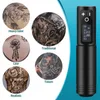 Dövme Makinesi Kablosuz Kalem 1800 MAH Portable Power Taşınabilir Güçlü Güçlü Çekirdek Motor Dijital LED Vücut Sanatı 230920