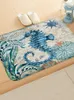 Carpets Underwater Animal Waterproof Kitchen Flannel Carpet Blue Style Anti-Fading Bathroom Mat Set Summer Anti-Slip Living Room Rug