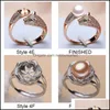 إعدادات المجوهرات DIY 925 Sier Pearl Ring Rings Plated Rings 35 أنماط قابلة للتعديل حجم هدية عيد الميلاد تسليم Dhgarden OTVJU