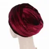 Nyaste veckade sammet Magic Turban Hijab Head Wrap Cap Long Tail Indian Headscarf slips Bandanas pannband afrikansk hatt kvinnor halsduk