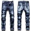 Jeans da uomo Pantaloni in denim blu elasticizzati slim fit di lusso leggeri Stampa decori Graffi Jeans casual strappati Jeans da strada sexy alla moda; 230920