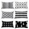 black and white rectangular funda cojin modern geometric cushion cover boho sofa chaise throw pillow case247o