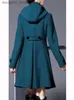 Women's Wool Blends Large Size Women Blended Woolen Jacket Korean Version of The Long School Style Wind Cloak Shawl Coat Hooded Coat L230920