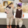 Gilet en polaire d'agneau pour enfants, vêtements d'extérieur pour garçons et filles, avec gilet en peluche pour la chaleur et camisole pour bébé, automne et hiver