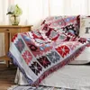 Filtar Europe Pink Soffa Throw Filt Cotton Thread Sticked Filt med Tassel Geometry Bohemian SOFA Cover Bed Filt Home Decor 230920