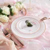 Disposable Dinnerware 25 Guests Disposable Plates with Cutlery Set - Gold Plastic Party Plates and Silverware for Weddings Plastic Dinnerware Set 230920