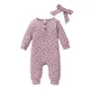 Clothing Sets Kiddiezoom Print Cute Baby Girl Romper Headband Born Jumpsuit Long Sleeves Infant Autumn Set