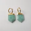 Boucles d'oreilles pendantes FUWO sculpté bouclier forme Amazonite couleur or fait à la main naturel vert minéral bijoux boucle d'oreille ER421 5 paires/lot