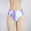 Men's Sleepwear Glossy Briefs Pants With Buttocks Sexy Silky Solid Bikini Middle-waist Tights Underpants And High Fork Oily Mens