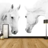 Fonds d'écran personnalisé grande murale cheval blanc pographie fond po peinture murale salon canapé chambre toile de fond papier peint décor à la maison