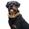 Roestvrij staal 19 mm Dierbenodigdheden Zware stevige accessoires Hondketting Voor middelgrote grote honden Gouden massieve Cubaanse ketting Hele X070204p