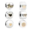 Pietre preziose sciolte Vero oro 14K 925 Sterling Silver Clip Perline Charms per braccialetti Donne Famiglia Logo Love Hearts Bigiotteria Creazione di gioielli fai da te