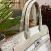 Designer Bag Himalayans handväskor äkta läderkvinnor Nilen Crocodile Full Hand Sying Honey Wax Thread Handbag Womens Bag 30 Large