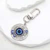 S3784 moda jóias resina mau olhado pingente chaveiro oco para fora geométrico redondo coração strass olhos azuis chaveiro